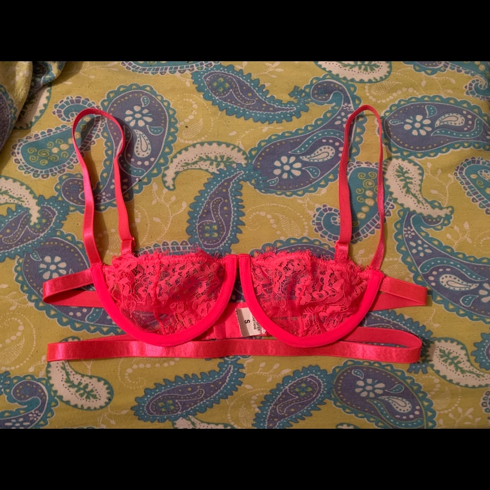Hot pink lace bra